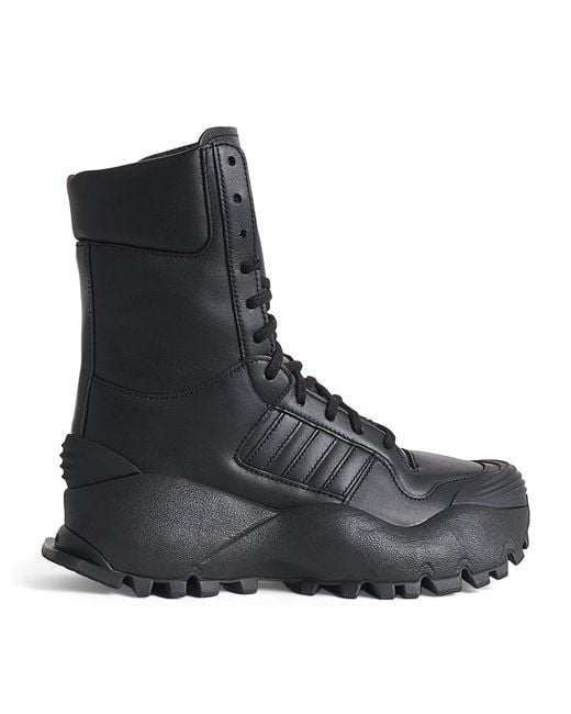 Willy Chavarria Black X Adidas Originals Leather Forum Lace-Up Boots for men