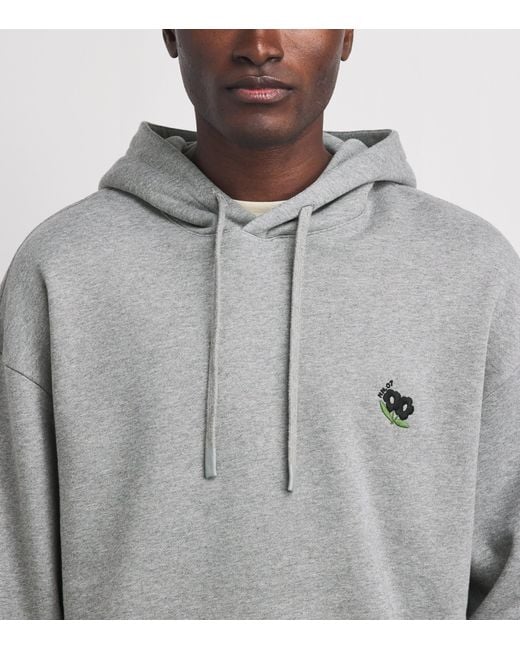 NN07 Gray Cotton Embroidered David Hoodie for men