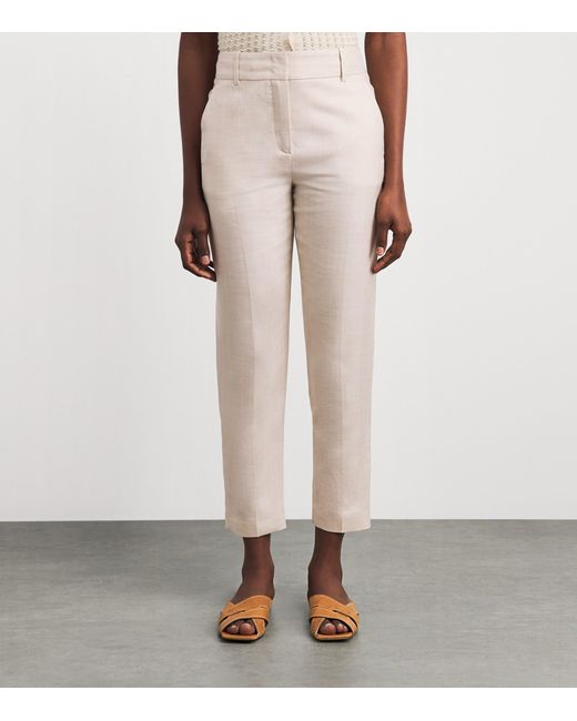 Eleventy Gray Wool-Silk-Linen Tailored Trousers