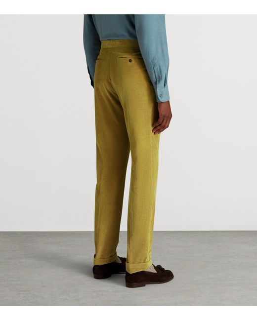 Dunhill Green Cotton-Cashmere Corduroy Trousers for men