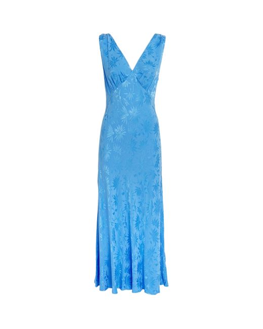 Rixo Blue Sandrine Midi Dress