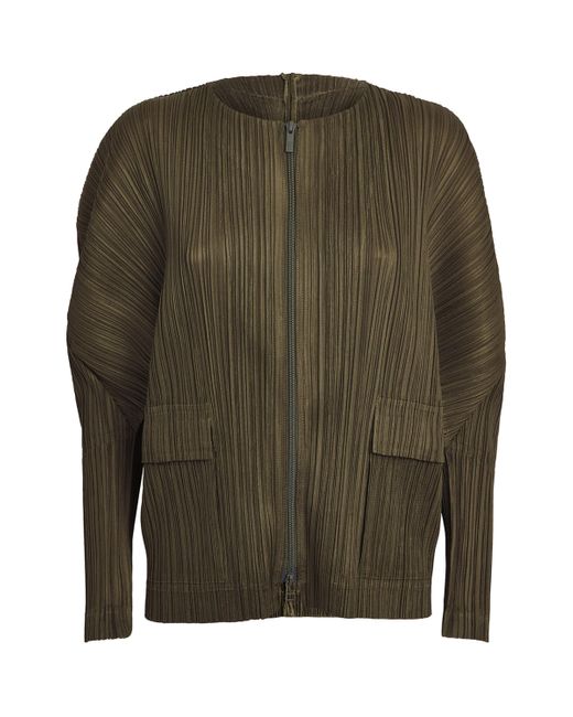 Pleats Please Issey Miyake Green Forward 4 Zip-Up Jacket