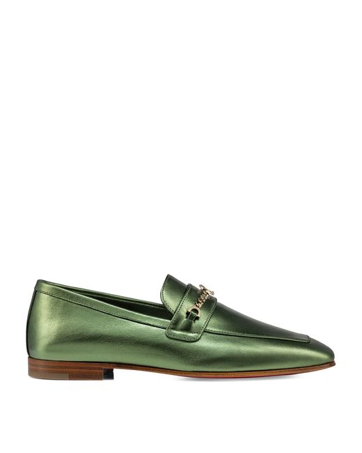 Christian Louboutin Green Mj Moc Leather Loafers