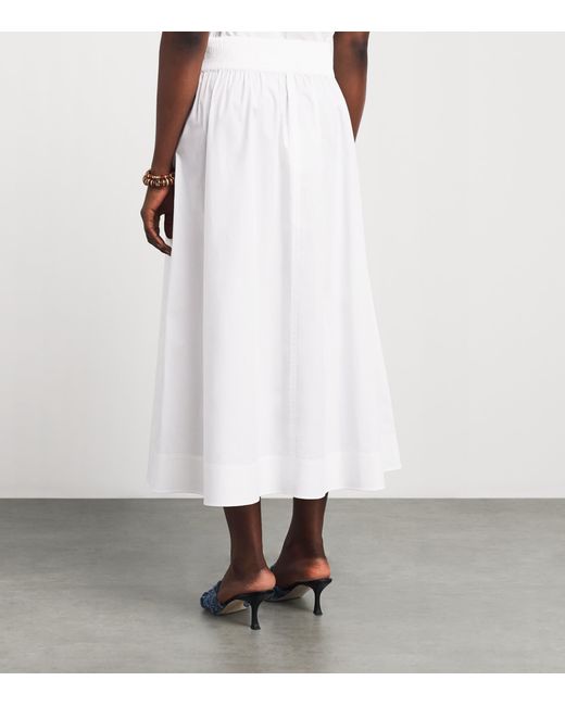 Tory Burch White Poplin Buttoned Midi Skirt