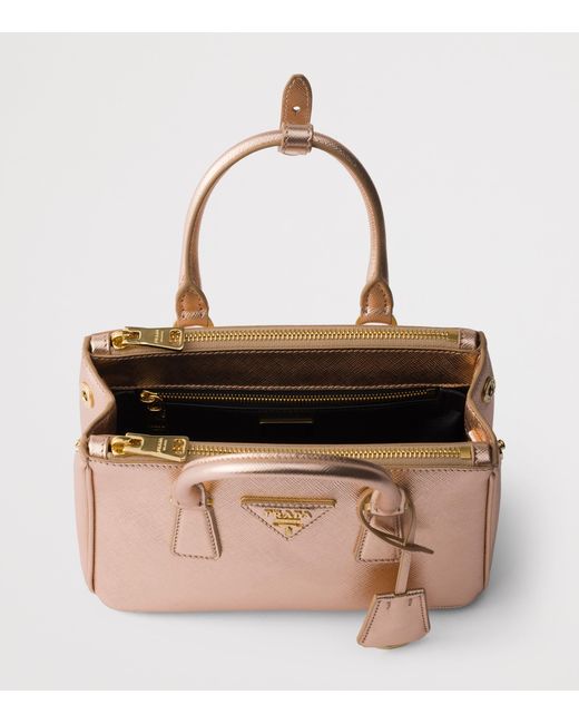 Prada Brown Mini Saffiano Leather Galleria Top-Handle Bag