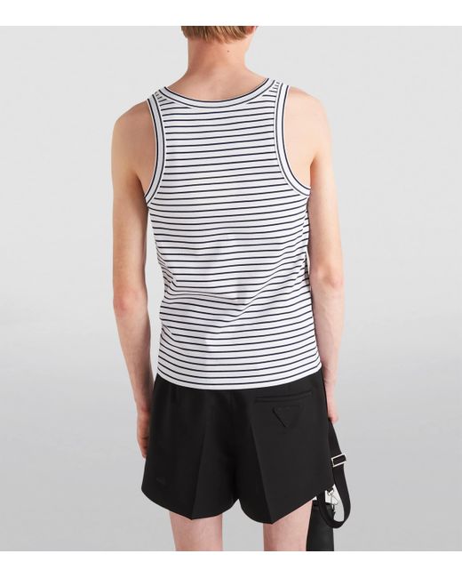 Prada Blue Striped Triangle Tank Top for men