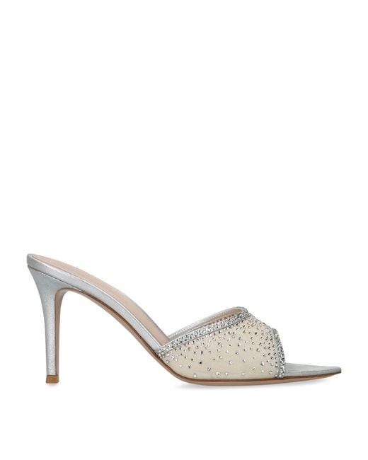 Gianvito Rossi White Embellished Rania Heeled Mules 85