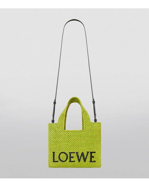 Loewe Green X Paula's Ibiza Small Raffia Font Tote Bag
