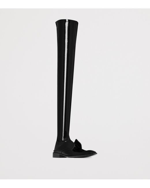 Saint Laurent Black Vinyl Romeo Over-The-Knee Boots for men