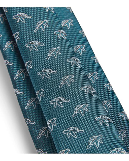 Giorgio Armani Blue Mulberry Silk-cotton Turtle Tie for men