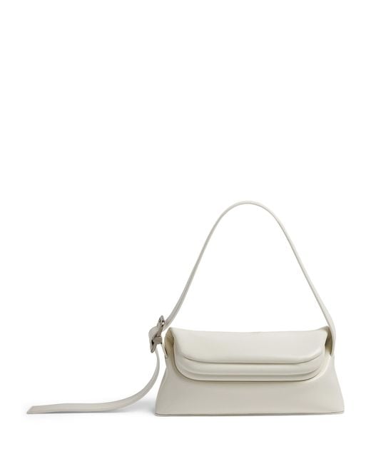 OSOI White Leather Folder Brot Shoulder Bag