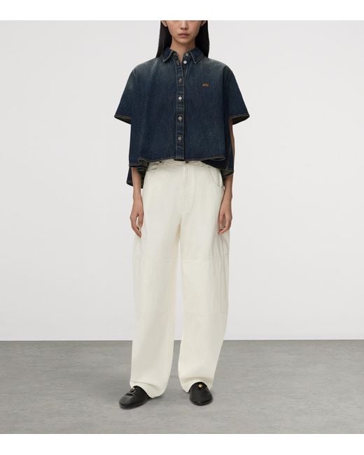 Loewe White Mid-Rise Barrel-Leg Jeans