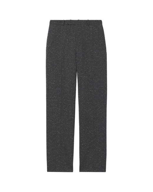 McQueen Gray Wool Metallic-Pinstripe Trousers for men