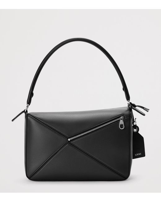Loewe Black Medium Leather Featherlight Puzzle Top-Handle Bag