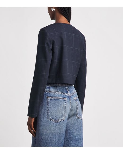 Claudie Pierlot Blue Wool-Blend Cropped Jacket
