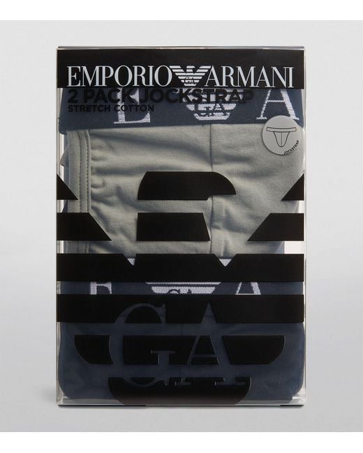 Emporio Armani Black Logo Briefs (pack Of 2) for men