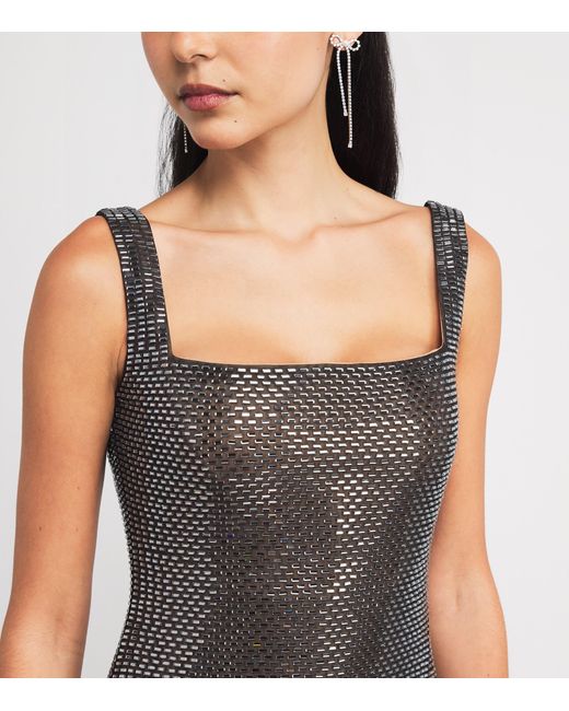 Self-Portrait Brown Rhinestone Mini Dress