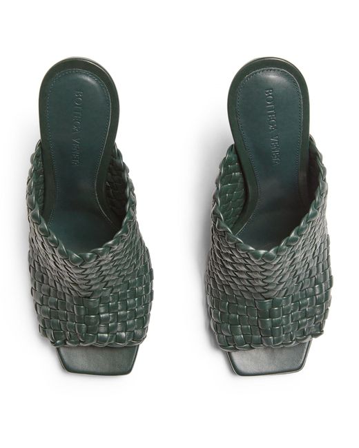 Bottega Veneta Blue Woven Leather Knot Mules 90