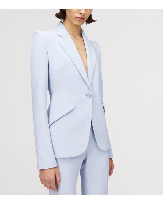Alexander McQueen Blue Single-Breasted Blazer