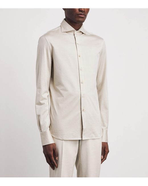 Isaia Natural Cotton Jersey Shirt for men