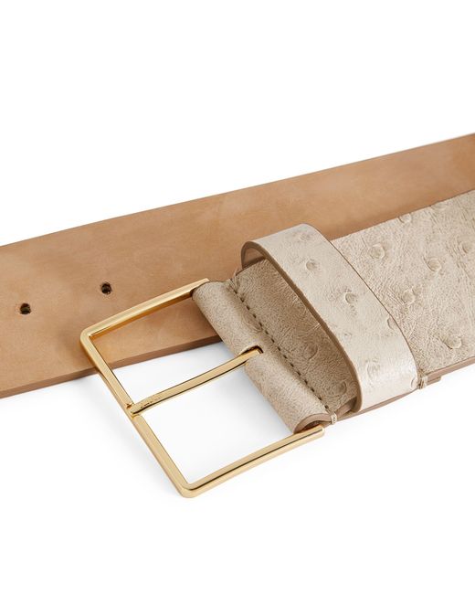 Max Mara Natural Leather Ostrich-embossed Belt