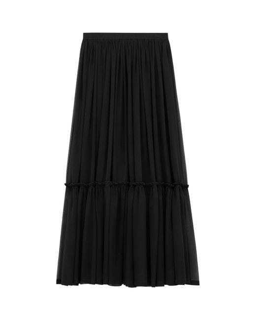 Saint Laurent Black Silk Maxi Skirt