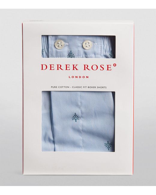 Derek Rose Blue Cotton Printed Boxer Shorts for men