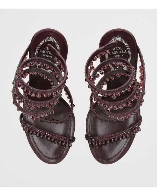 Rene Caovilla Red Jewelled Leather Chandelier Sandals 105