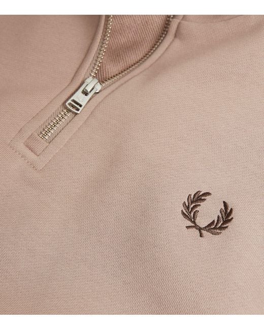 Fred Perry Pink Quarter-zip Loopback Sweatshirt for men