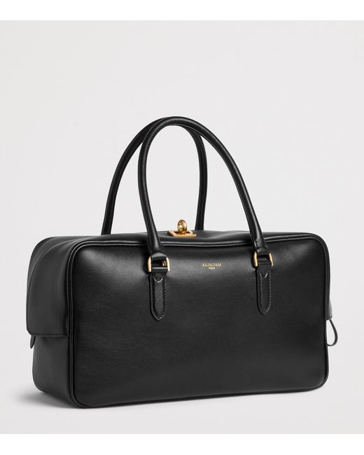 Balenciaga Black Lambskin Le 7 Bowling Bag