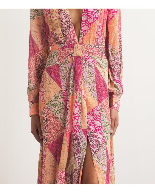 Rixo Pink Patchwork Meera Maxi Dress