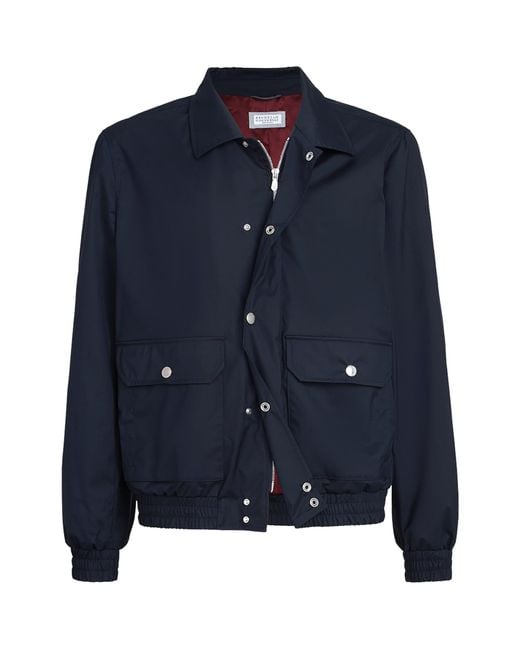 Brunello Cucinelli Blue Wool-Silk Field Jacket for men