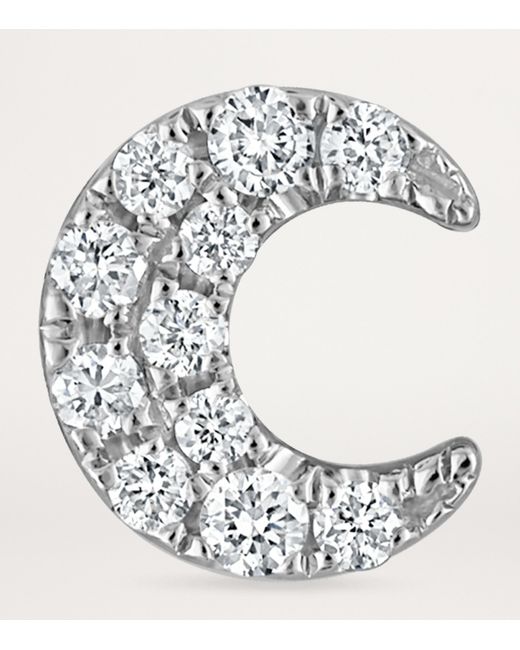 Maria Tash White Diamond Celestial Moon Stud Earring