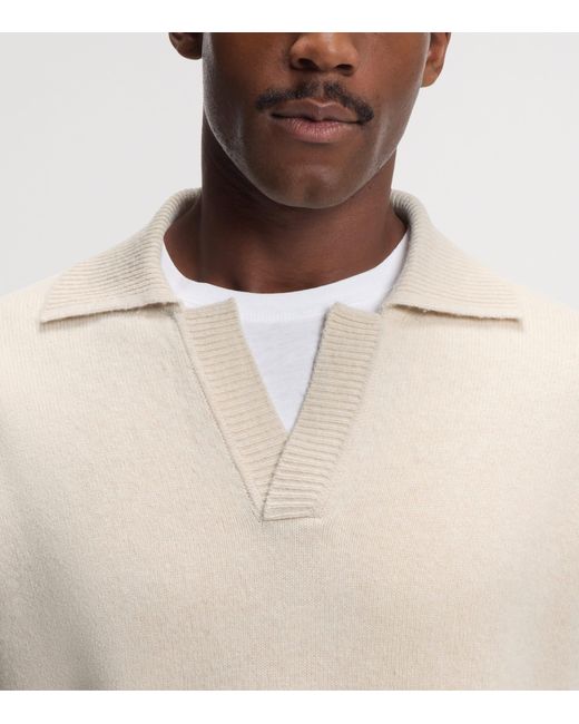 Boss White Virgin Wool Polo Sweater for men