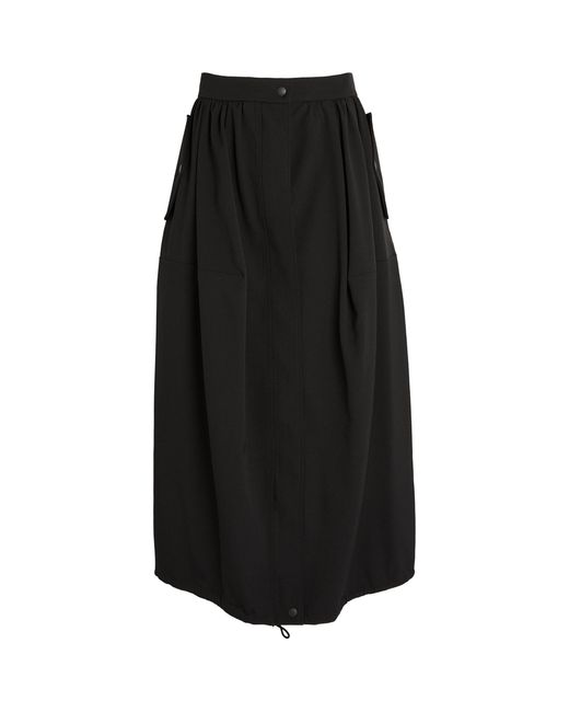 Max Mara Black Wool Pocket Midi Skirt
