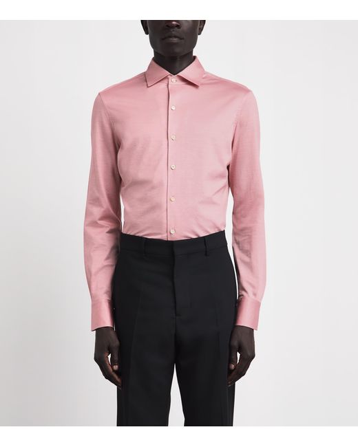 Isaia Pink Cotton Jersey Shirt for men