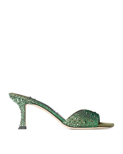 Jimmy Choo Green Skye 70 Embellished Satin Sandals