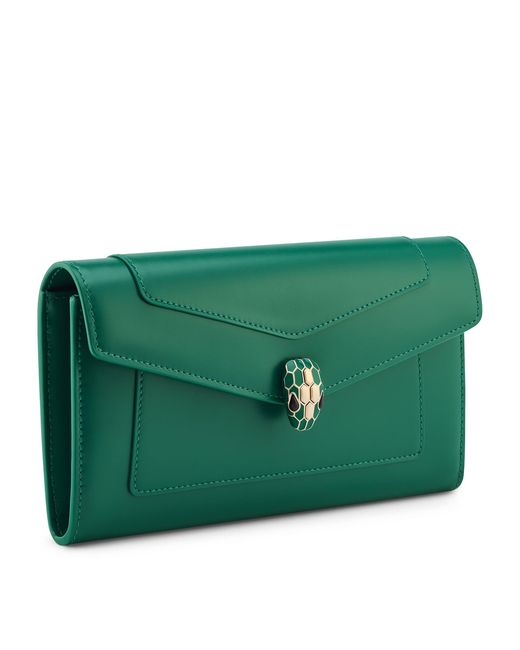 BVLGARI Green Large Leather Serpenti Forever Wallet