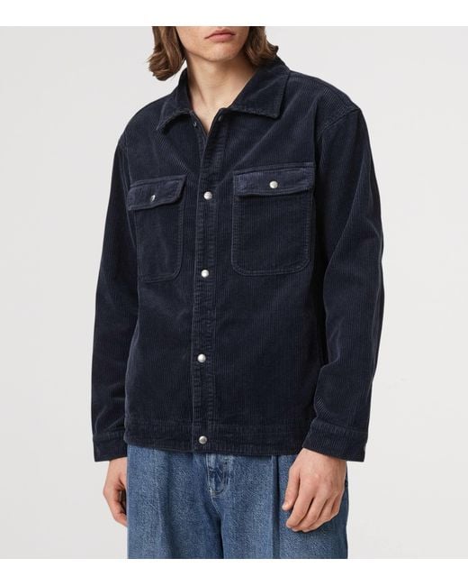 AllSaints Blue Corduroy Castleford Overshirt for men