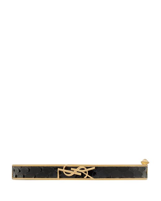 Saint Laurent Black Python Opyum Logo Bangle