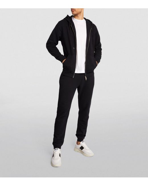 Sunspel Black Loopback Zip-Up Hoodie for men
