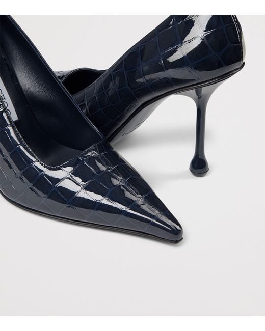 Jimmy Choo Blue Ixia 95 Croc-Embossed Leather Pumps