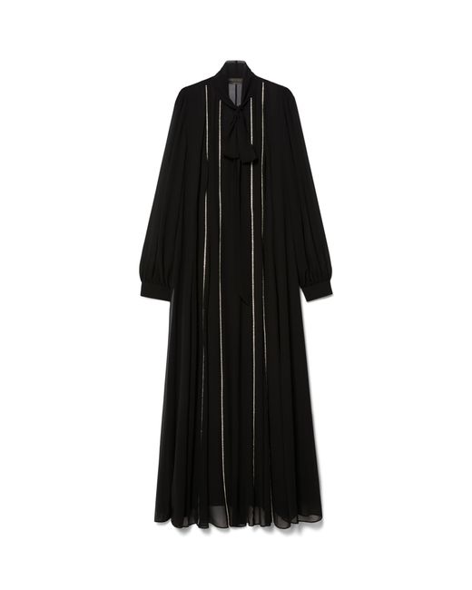 Marina Rinaldi Black Embellished Pussybow Maxi Dress
