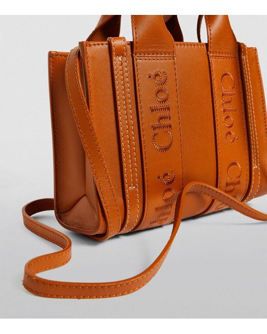 Chloé Brown Mini Leather Woody Tote Bag