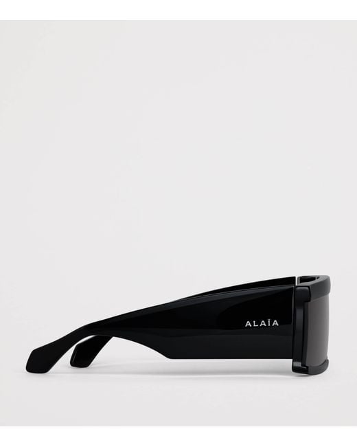 Alaïa Black Acetate Rectangle Mask 99 Sunglasses