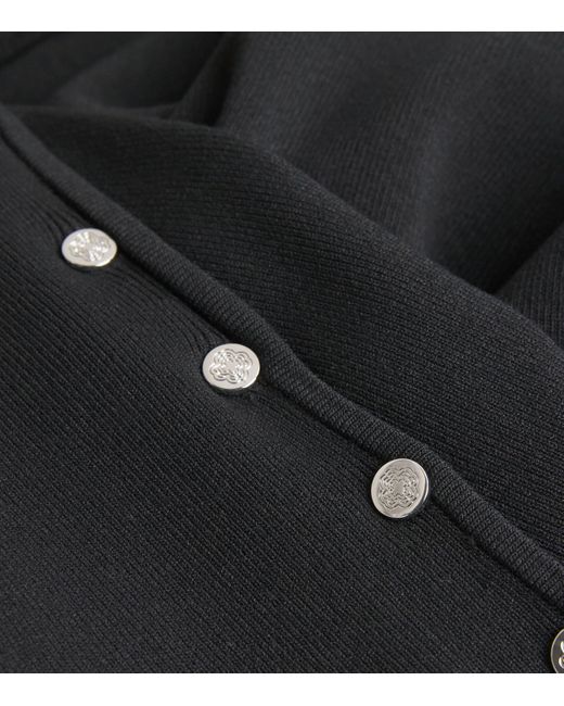 Maje Black Ribbed Press-Stud Midi Dress