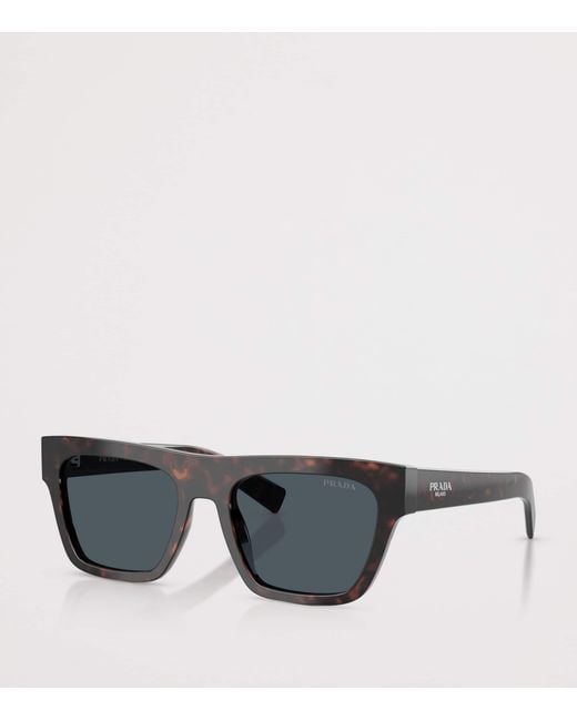 Prada Gray Acetate Rectangular Sunglasses for men