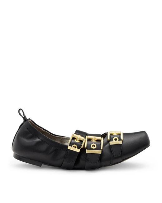 AllSaints Black Leather Aurora Ballet Flats