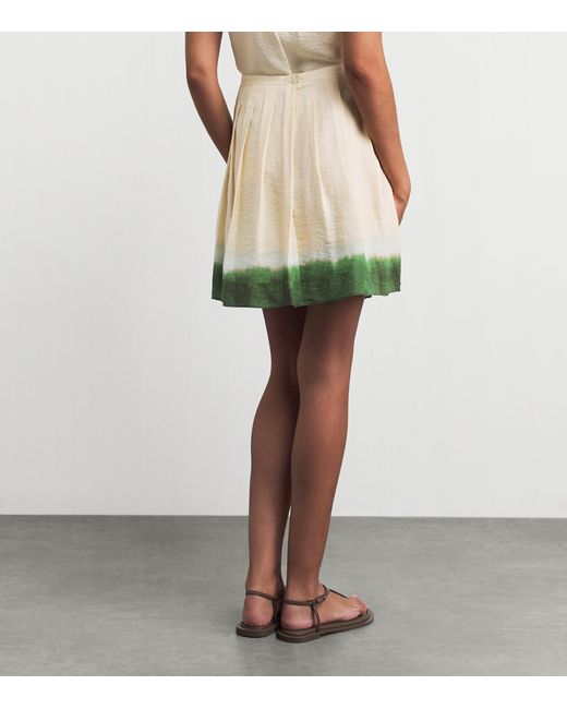 Vince Green Dip Dye Pleated Midi Skirt