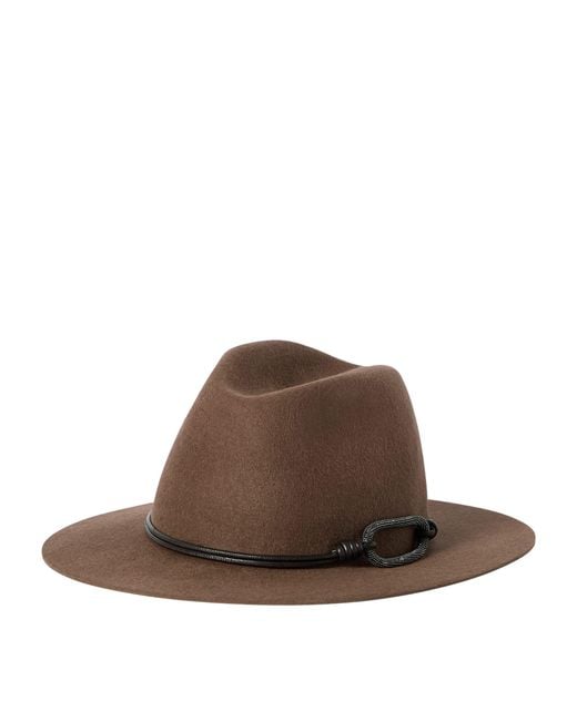 Brunello Cucinelli Brown Felt Monili-Detail Fedora